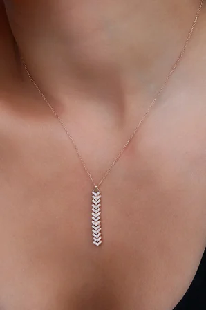 925 Ayar Gümüş Rose V Çavuş Model Su Yolu Kolye - 23183001