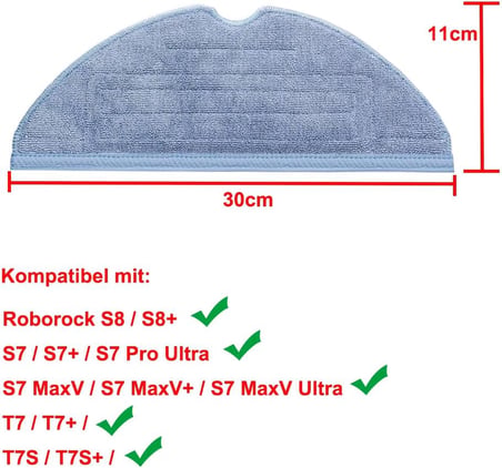 Roborock S8 / S8+ / S7 / S7+ / S7 MaxV / S7 MaxV Plus / S7 MaxV Ultra / S7 Pro Ultra / T7 / T7 + / T7S / T7S + Robot Elektrikli Süpürge için 6 Adet Silme Bezi Yedek Parçaları