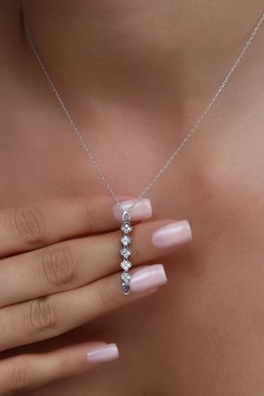 925 Ayar Gümüş Çiçek Dizisi Kolye - 23183701