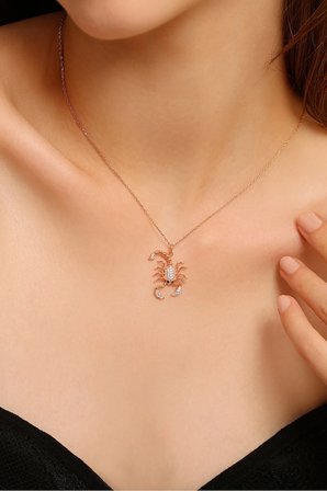 925 Ayar Gümüş Rose Akrep Kolye - 23183901