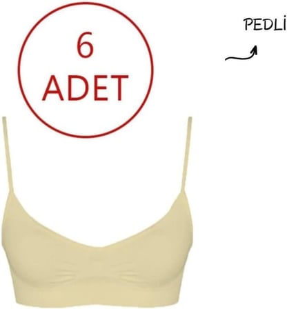 6'lı Kadın Ince Pedli Askılı Dikişsiz Esnek Büstiyer-1 -