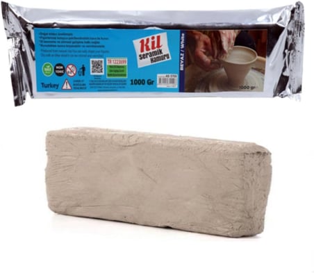 Seramik, Kil Hamuru, 1000 Gr, Beyaz Renk, Modelleme Çamuru, Kil