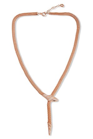 Rose Gold Kaplamalı 925 Ayar Gümüş Örgü Y Model Yılan Kolye - 23185001