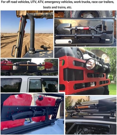Kürek Tutucu, Hızlı Çıkarılan Kauçuk Kelepçe Montajı, 1 Inç-1,5 inç Çaplı Montaj Araçları Ve Ekipmanları Için Molle Panel Kauçuk Kelepçe, Off Road Kamyonlar, UTV, ATV, 4X4, RV