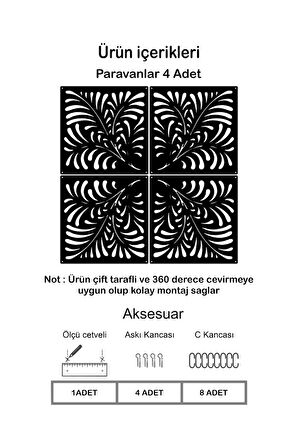 Çiçek Modelli Lazer Kesim Paravan, Ahşap Seperatör, Panel Levha Seti Ahşap Oda Bölücü Desen