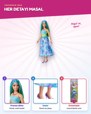 Dreamtopia Barbie Prenses Bebek HRR07