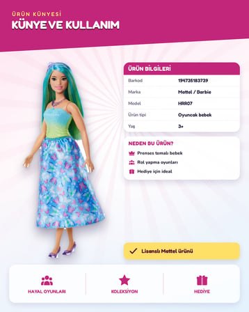 Dreamtopia Barbie Prenses Bebek HRR07