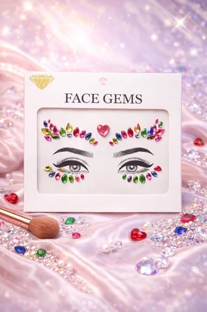 Rengarenk Kalp Detaylı Yüz Taşı Face Gems Sticker
