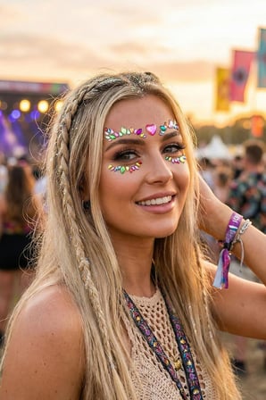 Rengarenk Kalp Detaylı Yüz Taşı Face Gems Sticker