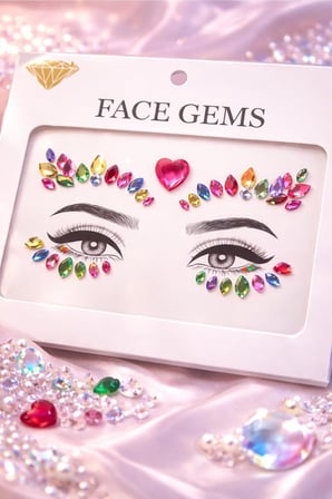 Rengarenk Kalp Detaylı Yüz Taşı Face Gems Sticker