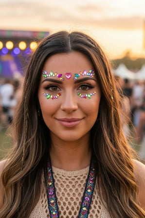 Rengarenk Kalp Detaylı Yüz Taşı Face Gems Sticker