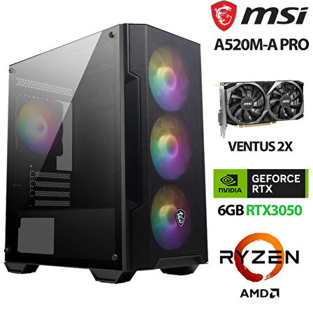MSI Force X11 Ryzen 5 5500 32GB Ram 1TB M.2 NVMe SSD 6GB RTX3050 Masaüstü Oyuncu Hazır Sistem