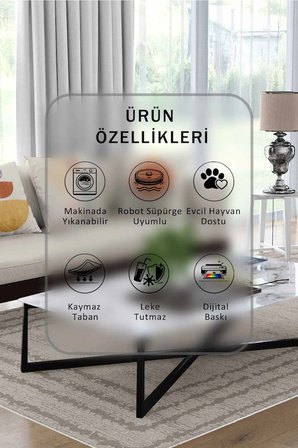 Yıkanabilir Kaymaz Taban Dijital Baskılı Halı ve Yolluk – Leke Tutmaz Salon & Mutfak Halısı