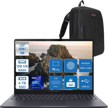 Asus Expertbook B5 B5605CCA-U716512B1D Intel® Core™ Ultra 7 255H Aı 128GB Ddr5 4tb SSD Intel® Arc™ Graphics 16" Wuxga (1920X1200) IPS 300NITS Freedos Taşınabilir Bilgisayar B5605CCAF35+ZETTAÇANTA