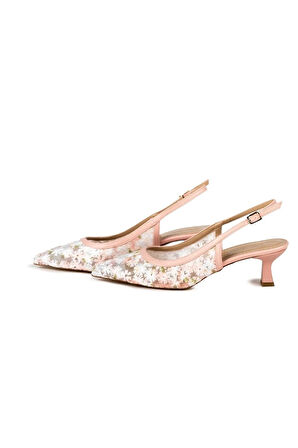 Aspen  Çiçek Detaylı Kısa Topuklu Ayakkabı