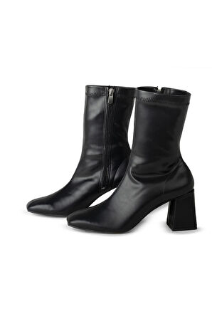 Feel Siyah Suni Deri Streç Çizme