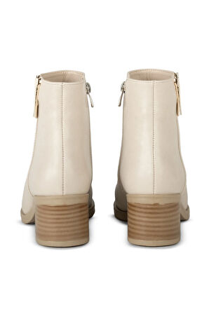 Sienna Suni Deri Ekru Taş Detaylı Topuklu Bot