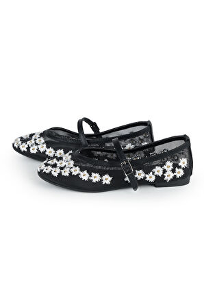 Karla  Çiçek Detaylı Babet