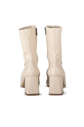 Feel Bej Suni Deri Streç Çizme