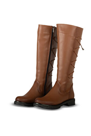 Hayes Taba Suni Deri Arka İp Bağcık Detaylı Çizme