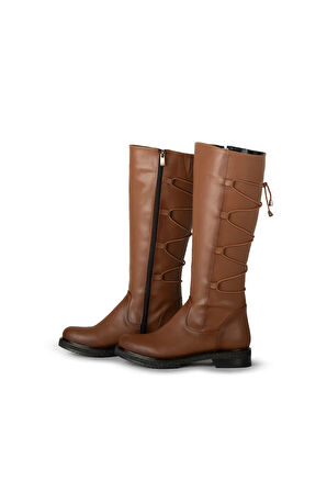 Hayes Taba Suni Deri Arka İp Bağcık Detaylı Çizme