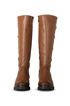 Hayes Taba Suni Deri Arka İp Bağcık Detaylı Çizme