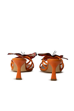 Natali Turuncu  Kelebek Detaylı Terlik