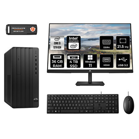 HP PRO TOWER 290 G9 MX0ESD085 i3 13100 36GB RAM 4TB SSD 21.5" W11H MASAÜSTÜ PC