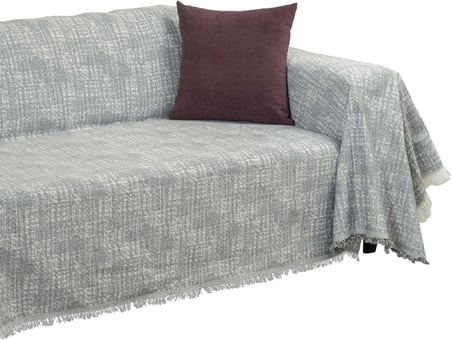 Purecot Premium Pamuklu Püsküllü Koltuk Örtüsü 180x300 Large Çift Taraflı Terletmez, Kaymaz Antrasit