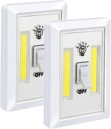 GüncelÇarşı Pille Çalışan Duvar Anahtarı Tipi COB LED Lamba, Kablosuz Dolap İçi Aydınlatma, Mıknatıslı, Yapışkanlı Gece Lambası, Kitap Lambası (2 ADET)