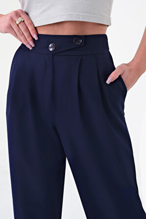 Kadın Lacivert Kore Model Palazzo Pantolon