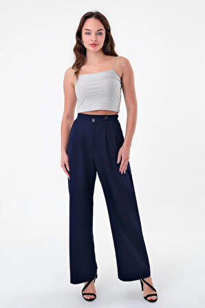 Kadın Lacivert Kore Model Palazzo Pantolon