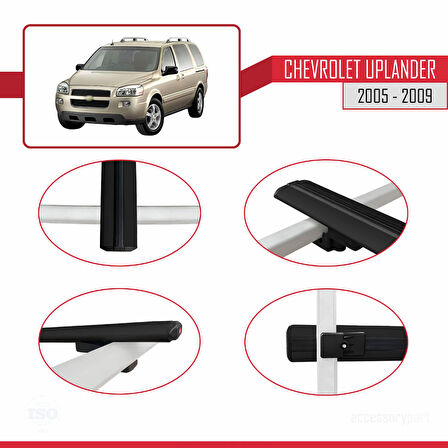 Chevrolet Uplander 2005-2009 Arası ile Uyumlu BASIC Model Ara Atkı Tavan Barı Siyah 2 Adet