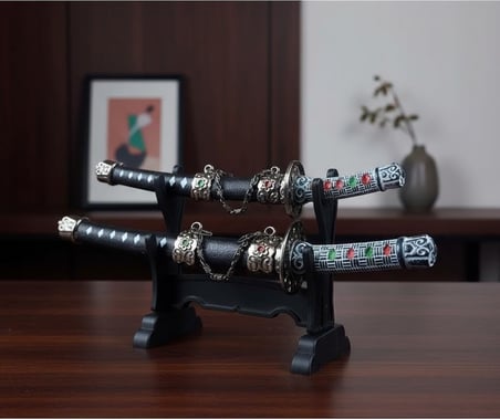 2 Li Dekoratif Mini Mektup Açacağı Seti (Standlı), Premium Koleksiyonluk Tasarım, Ofis ve Masaüstü İçin Şık Hediyelik Açacak Seti