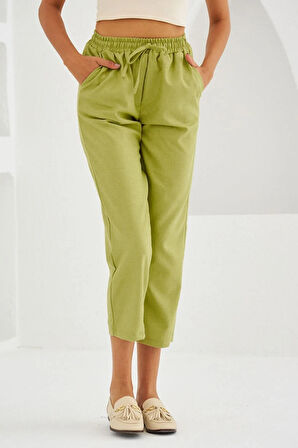 Beli Lastikli Rahat Kalıp Kumaş Pantolon