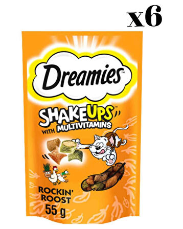 Dreamies ShakeUps  Tavuklu ve Ördekli Kedi Ödül Bisküvisi 55gr x 6 Adet