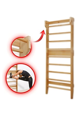 DizyWood Ahşap İsveç Duvarı 60x185 cm – Tırmanma Merdiveni ve Egzersiz Barı