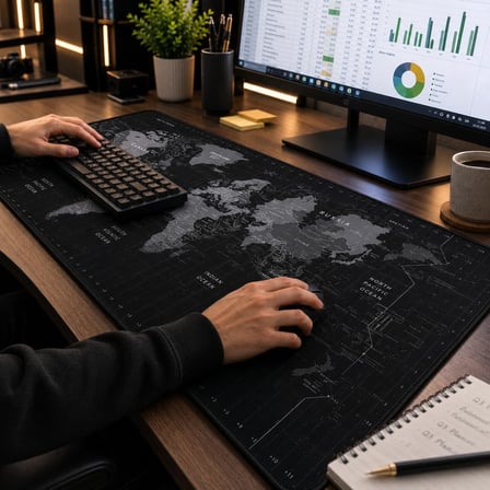 McStorey 90x40 cm Mouse Pad, Dünya Haritası Desenli Büyük Mouse Pad, Kaymaz Kauçuk Tabanlı, Dikişli Kenarlı 3 mm Klavye ve Mouse Altlığı, XXL Desk Mat, Ofis ve Gaming Masa Pedi