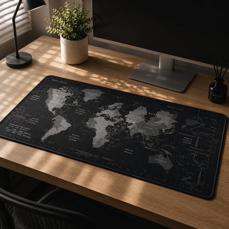 McStorey 90x40 cm Mouse Pad, Dünya Haritası Desenli Büyük Mouse Pad, Kaymaz Kauçuk Tabanlı, Dikişli Kenarlı 3 mm Klavye ve Mouse Altlığı, XXL Desk Mat, Ofis ve Gaming Masa Pedi