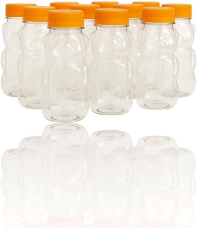 10 Adet 250 ml Ayıcık Şeklinde Pet Şişe BPA İçermez Ayıcıklı Şişe Meyve Suyu ve Su Şişesi Okul Kreş Piknik ve Günlük Kullanım İçin