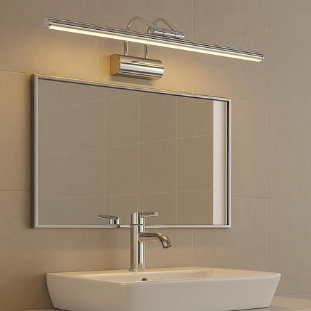 Krom Kasa LED Flüt Aplik | 6W | 3200K Gün Işığı | 35cm | Duvar Tipi Ayna/Tablo/Resim/Banyo Üstü Dekoratif Işık | IP20 İç Mekan Kullanım
