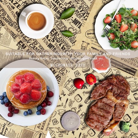 ® 100 Adet Vintage Gazete Desenli Yağ Geçirmez Sunum Kağıdı 25x35 cm | Hamburger, Fast Food, Mangal ve Paket Servis İçin Gıda Altlığı