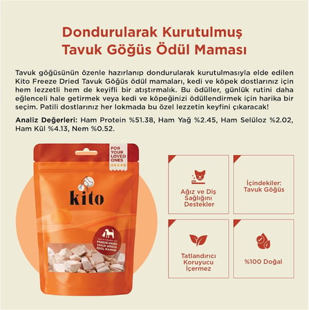 Freeze Dried Tavuk Göğüs Kedi ve Köpek Ödül Maması%100 Doğal, Glutensiz 30 gr(Cat&amp;Dog Treat)