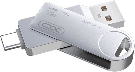 DK03 Type-C OTG USB Bellek, Yüksek Hızlı Okuma/Yazma, USB 3.0 ve Type-C, Metal Alaşım, Döner Tasarım, Anti-X-ray, Anti Manyetik, Sıcaklığa Dayanıklı, Gümüş (64, GB)