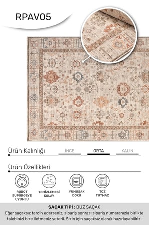 ANATOLIA HALI VENA -Vizon / Renkli -Oturma Odası, Salon- Robot Süpürgeye Uyumlu -Kolay Temizlenebili