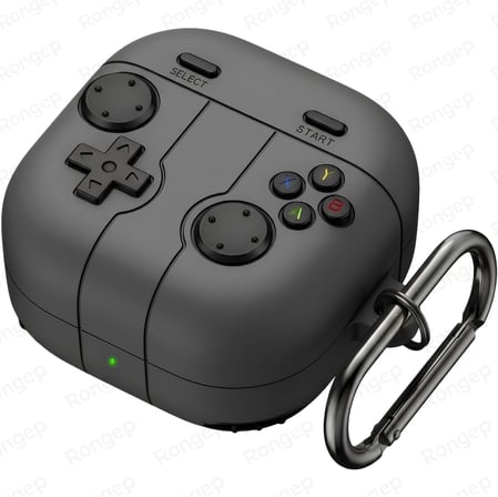 [Gamepad-Design] Samsung Galaxy Buds 4 Pro/Buds 4 için Kılıf Darbe Emici Köşe Korumalı Galaxy Buds4 Kulaklık Kılıfı Yumuşak Dokulu Oyun Konsolu Görünümlü Samsung Buds 4 Pro Kılıf (Koyu Gri)