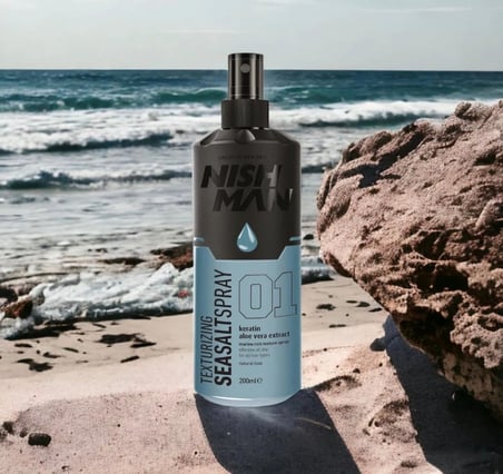 Nishman Sea Salt Sprey 200 ml – Mat Bitişli, Doğal Plaj Dalgası Etkisi, Aloe Vera &amp; Keratin İçerikli, Tüm Saç Tipleri İçin