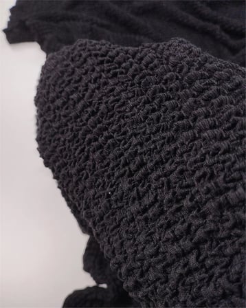 Siyah Bürümcüklü Waffel Jarse Kumaş Elbiselik & Bluzluk En: 120cm