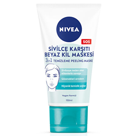 NIVEA 3'ü 1 arada Beyaz Kil Maskesi 150 ml