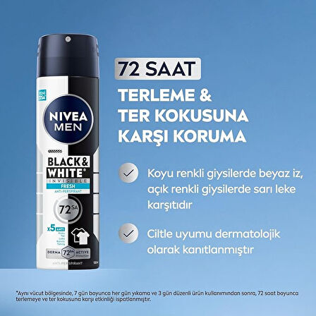 NIVEA MEN Black & White Invisible Fresh Sprey 150 ml X 2 ADET
